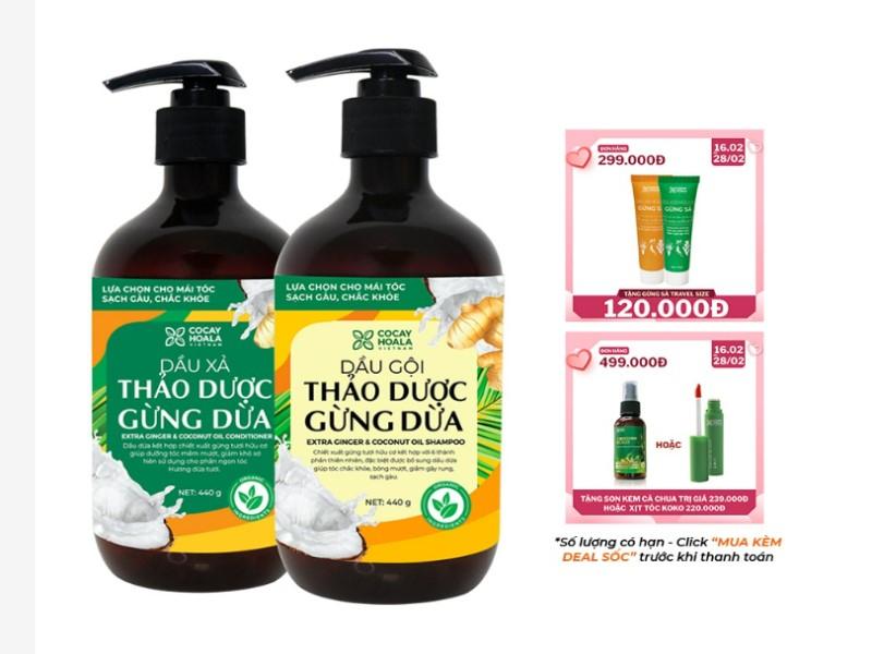 Combo gội xả ThảoDược Gừng Dừa ﻿Cocayhoala