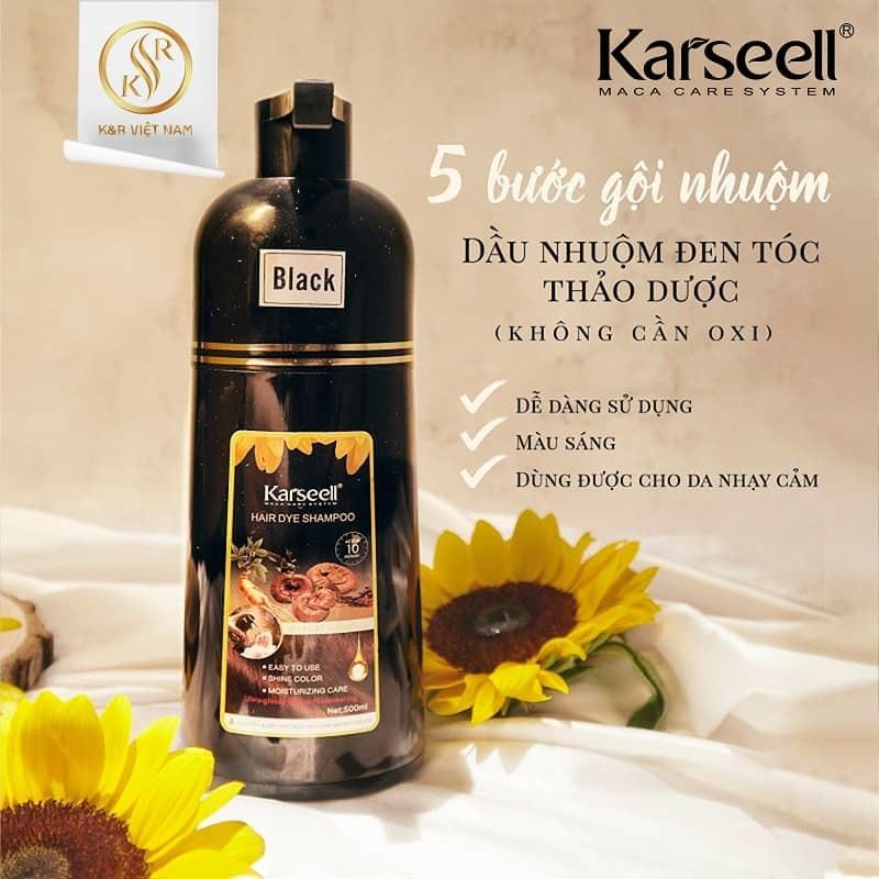 Dầu gội phủ bạc nhuộm tóc đen, nâu thảo dược KARSEELL Hair Dye Shampoo