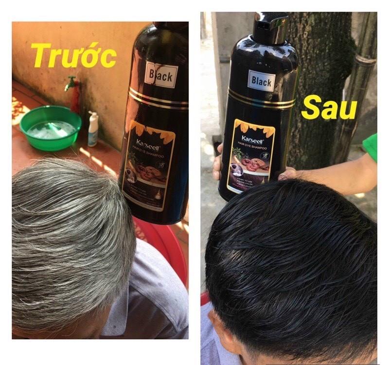 Dầu gội phủ bạc nhuộm tóc đen, nâu thảo dược KARSEELL Hair Dye Shampoo