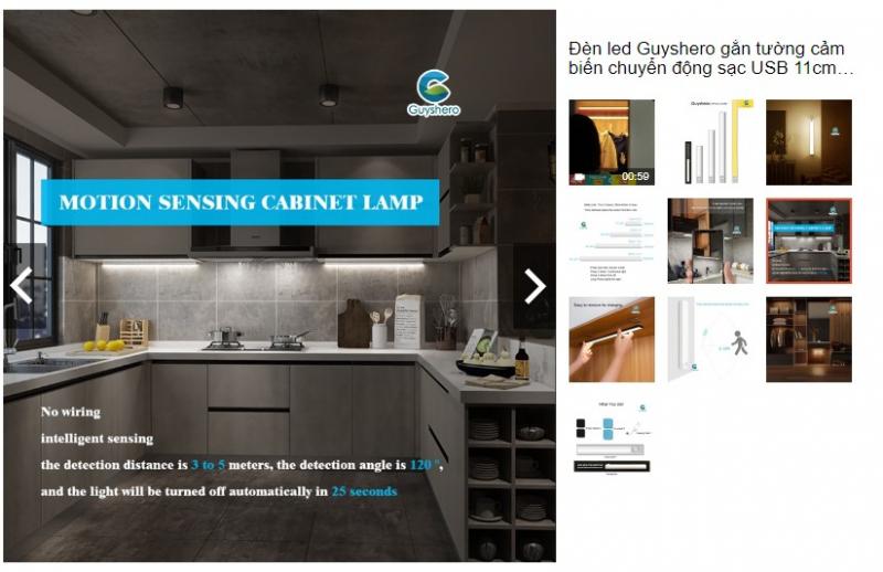 Đèn led Guyshero gắn tường cảm biến