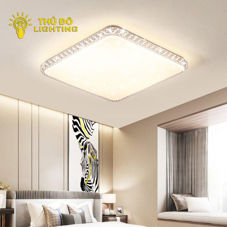 Đèn ốp trần hiện đại trang trí phòng khách phòng ngủ thủ đô Lighting chất liệu mica cao cấp ánh sáng 3 chế độ màu 011