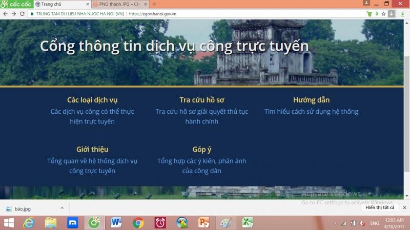 Cổng thông tin dịch vụ công trực tuyến Hà Nội
