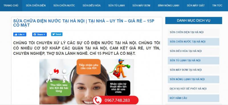 Dịch vụ sửa chữa của công ty điện nước Thành Thị