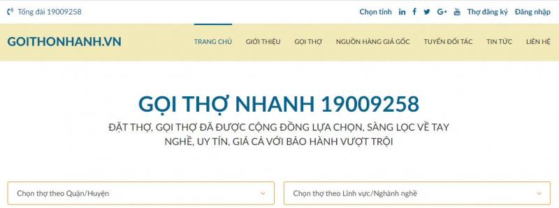 Dịch vụ gọi thợ Goithonhanh.vn