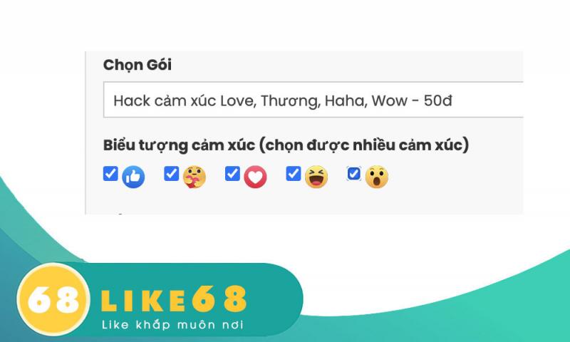 Dịch vụ tăng like Facebook của Like68.vn