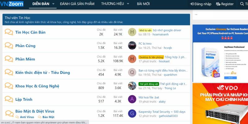 VN-Zoom là một website diễn đàn công nghệ thông tin nổi tiếng tại Việt Nam