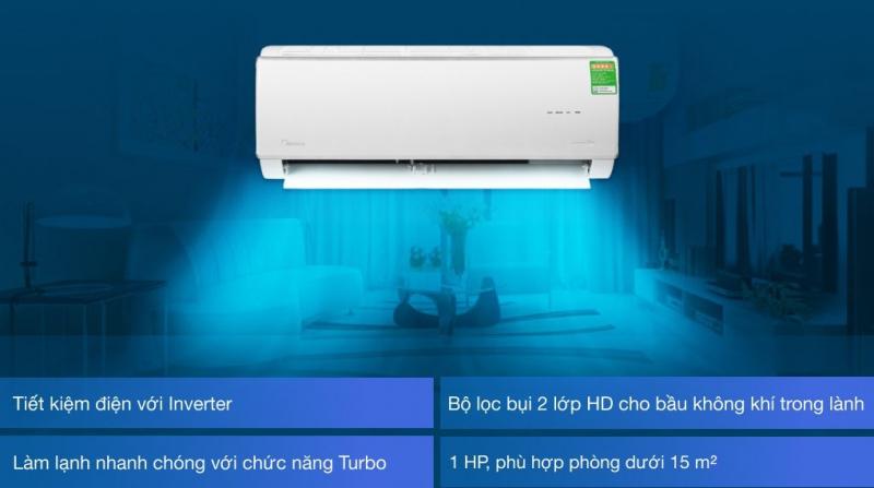 Điều hòa Midea 1 chiều Inverter 9000BTU MSAFC-10CRDN8