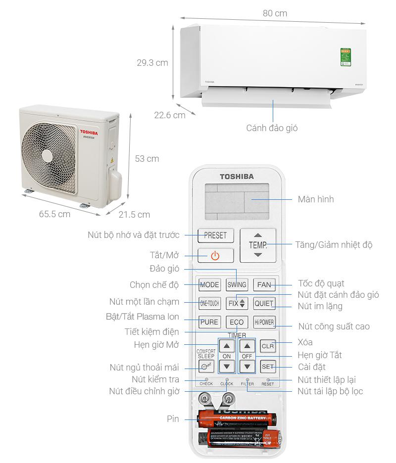 Điều hòa Toshiba Inverter 1 HP RAS-H10E2KCVG-V