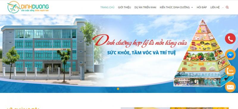 Giao diện website Dinh dưỡng