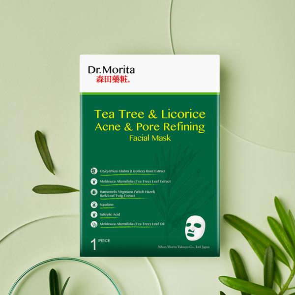 Mặt nạ ngừa mụn, kiểm soát bã nhờn, làm dịu da Dr. Morita Tea Tree & Licorice Pore Refining Facial Mask