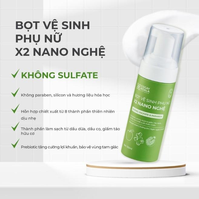 Dung dịch vệ sinh phụ nữ dạng bọt hữu cơ x2 nano nghệ Cocayhoala