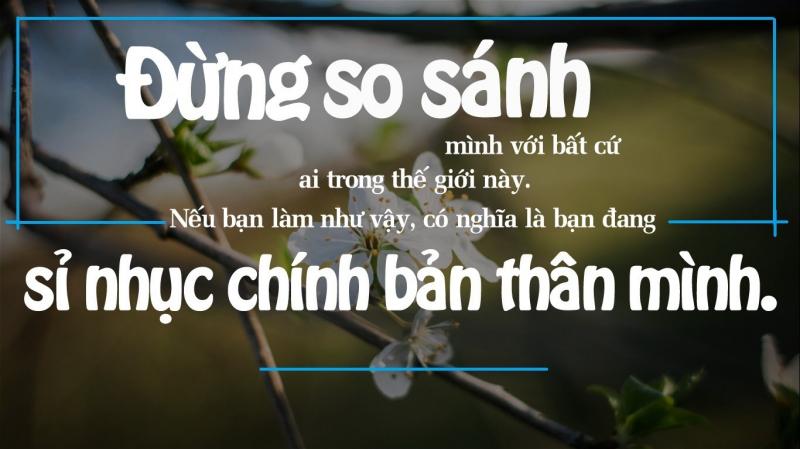 Đừng so sánh mình với bất cứ ai trong thế giới này. Nếu bạn làm như vậy có nghĩa bạn đang sỉ nhục chính bản thân mình.