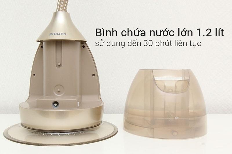 Bình chứa nước 1.2 lít có thể sử dụng liên tục đến 30 phút