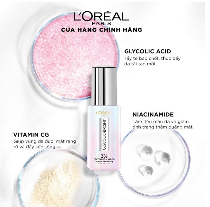 Dưỡng chất chăm sóc vùng da quanh mắt L’oréal Paris Glycolic-Bright Dark Circle Eye Serum