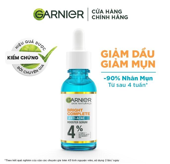 Dưỡng chất cho da dầu mụn Garnier Bright Complete Anti-Acnes Booster Serum 4%