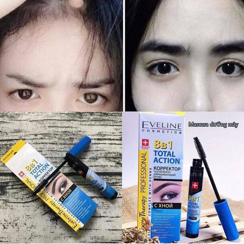 Dưỡng mày Eveline 8 In 1 Total Action Eyebrow Therapy Professional