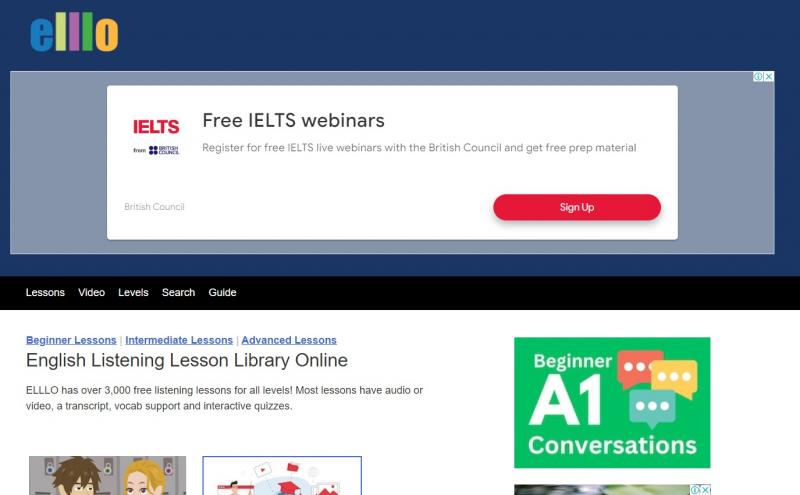 Trang web học tiếng Anh free  Elllo