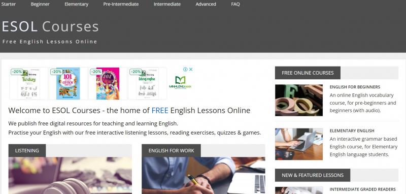 Trang web học tiếng Anh free ESOL Courses