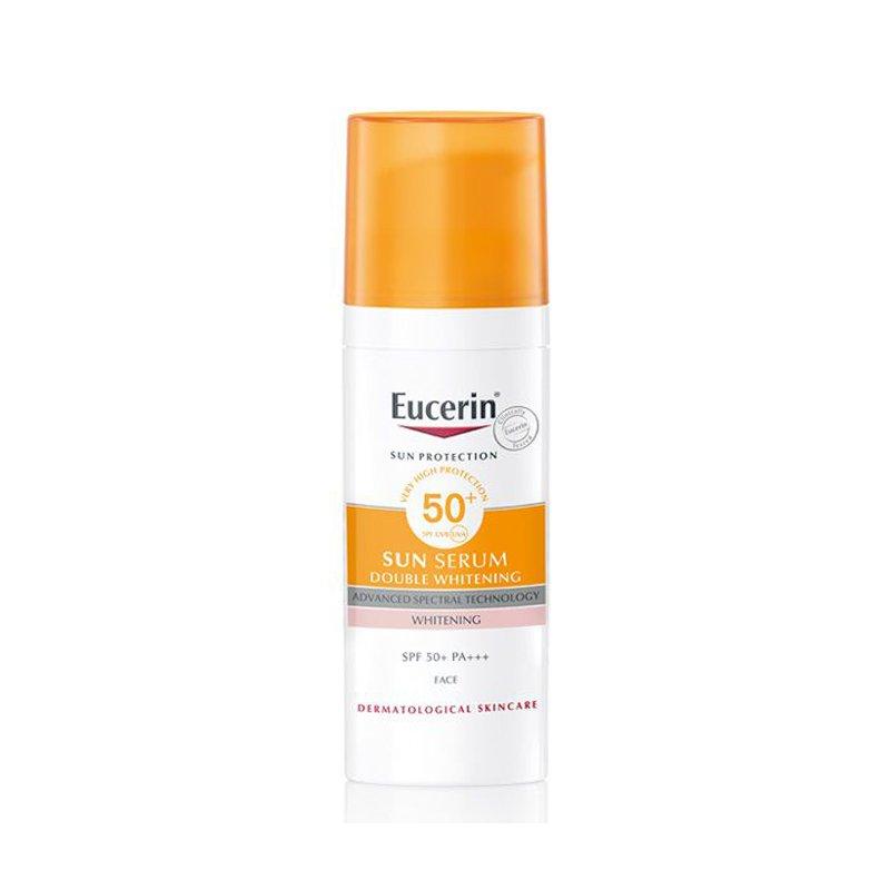 Eucerin Sun Serum Double Whitening SPF50+: Kem chống nắng giúp giảm thâm nám và dưỡng trắng da (50ml)