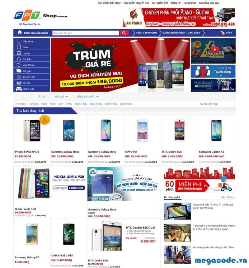 trang chủ của FPTshop