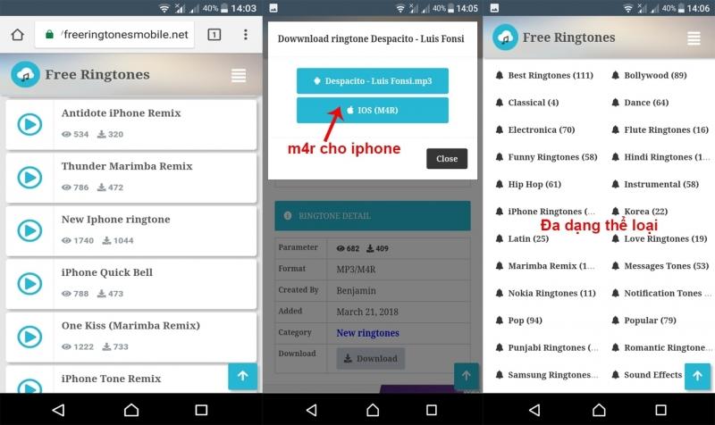 Hình ảnh giao diện của free ringtones mobile