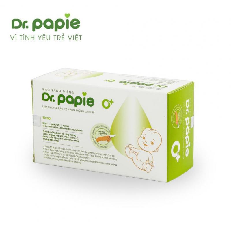 Gạc rơ lưỡi Dr Papie vệ sinh răng miệng cho bé hộp 30 gói