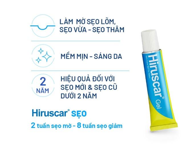 Gel cải thiện sẹo vừa, sẹo lõm, sẹo thâm Hiruscar