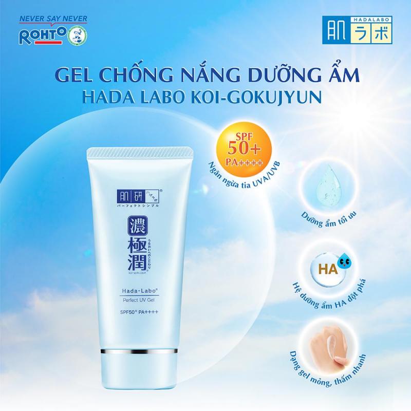 Gel chống nắng dưỡng da ẩm mịn Hada Labo Koi-Gokujyun Perfect Uv Gel (Sunscreen) SPF50+ PA++++