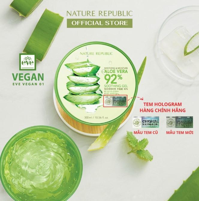 Gel lô hội dưỡng đa năng Nature Republic Soothing & Moisture Aloe Vera 92% Soothing Gel