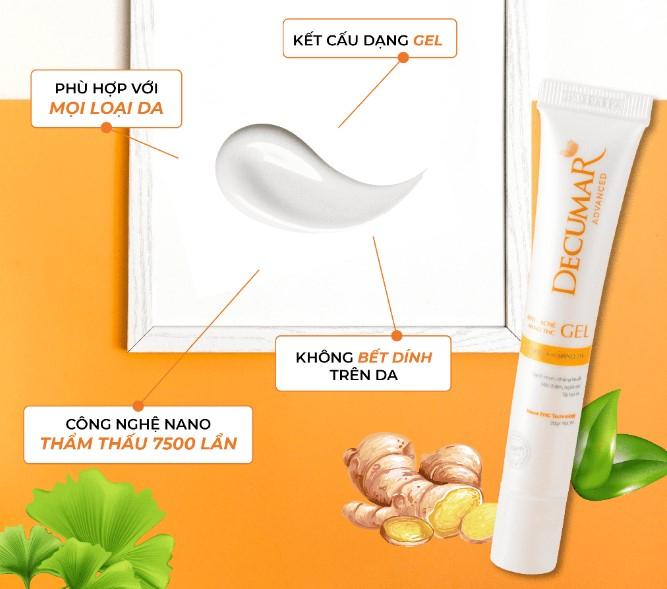 Gel ngừa mụn kháng khuẩn, mờ thâm Decumar nghệ trắng Nano THC