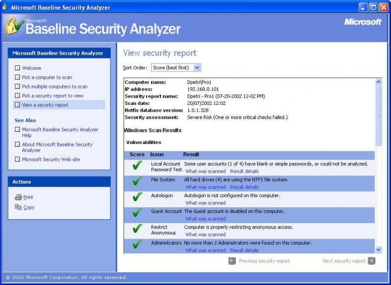 Microsoft Baseline Security Analyzer