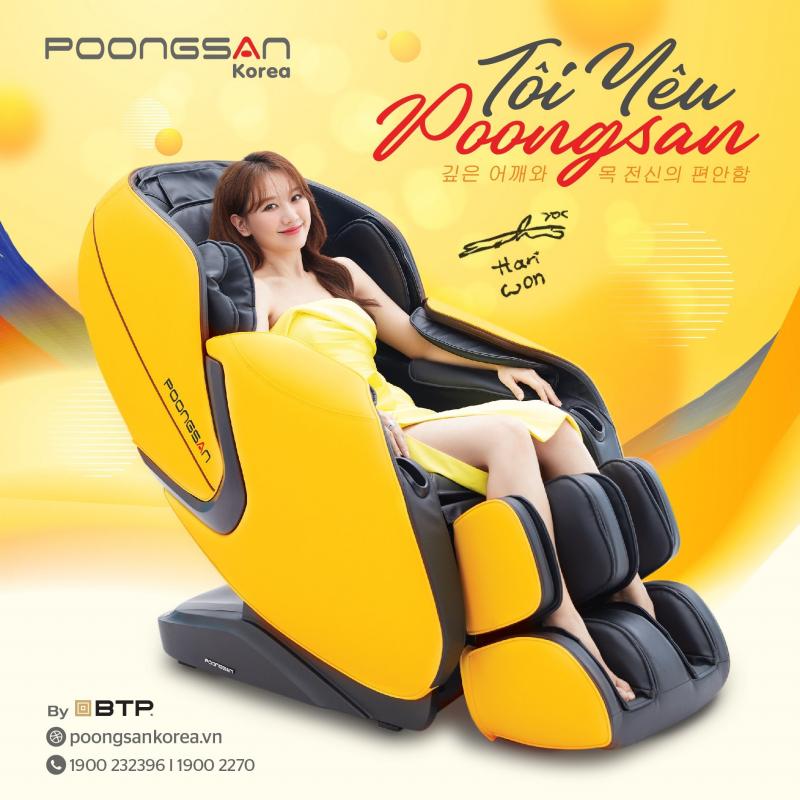 Thương hiệu ghế massage Poongsan được tin dùng bởi MC ca sĩ Hari Won
