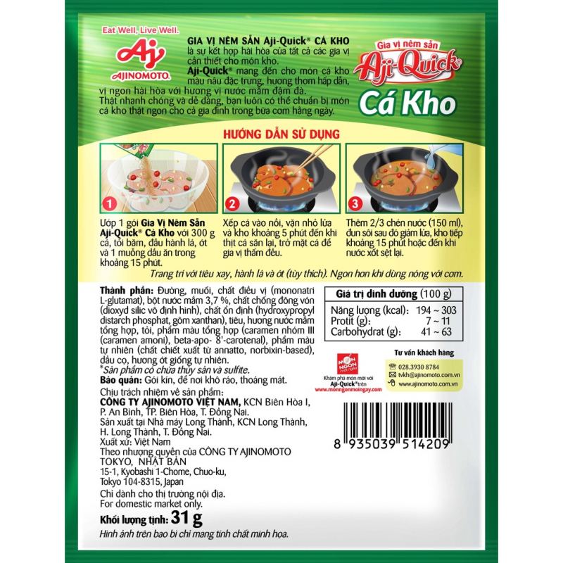 Gia vị nêm sẵn Aji-Quick® cá kho