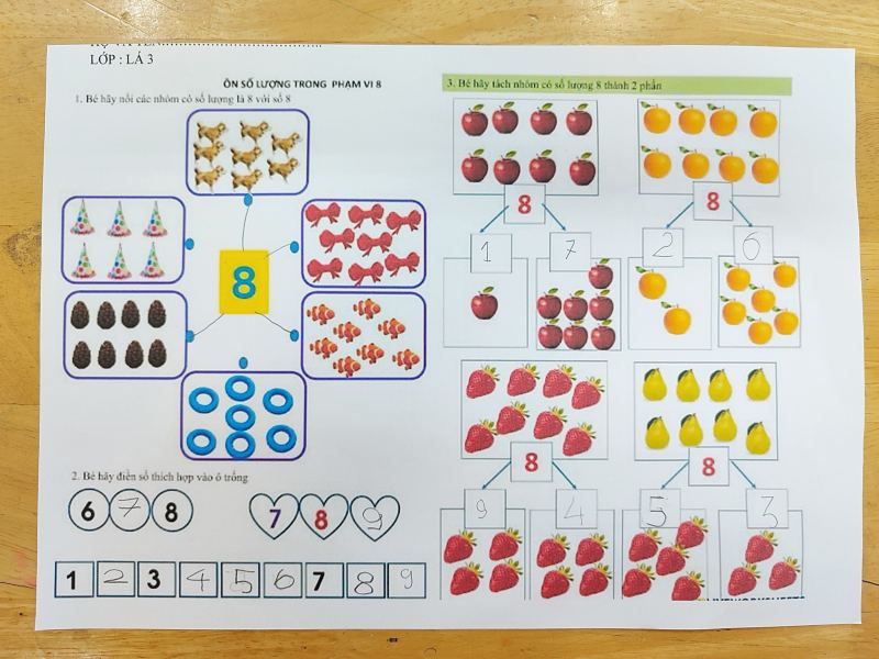 giáo án tách gộp trong phạm vi 8 - mẫu 1