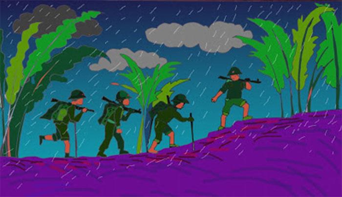 giáo án thơ chú bộ đội hành quân trong mưa - mẫu 1