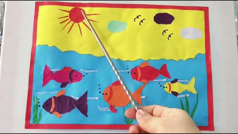 giáo án xé dán đàn cá - mẫu 1