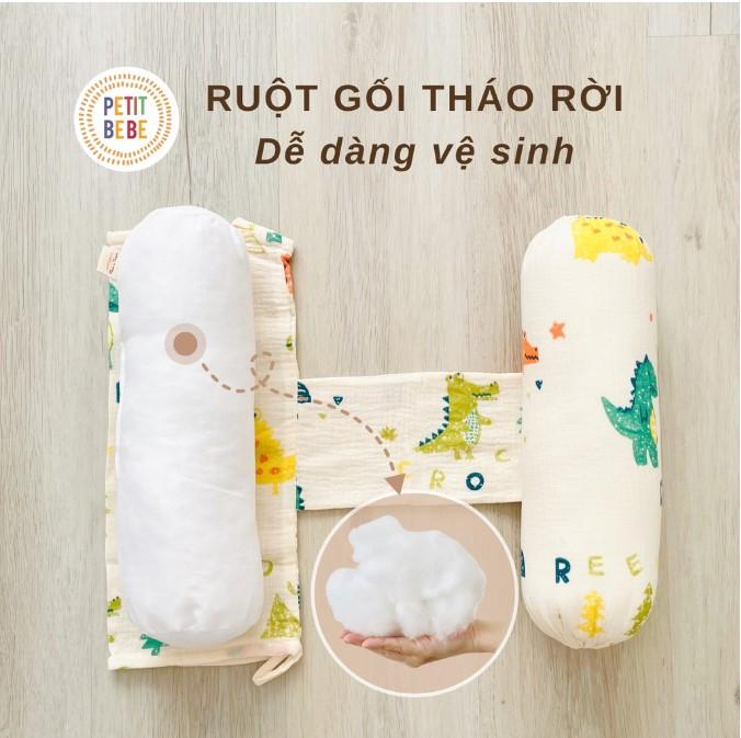 Gối chặn cho bé sơ sinh Petit Bebe  muslin thoáng khí họa tiết động vật đáng yêu trẻ ngủ ngon