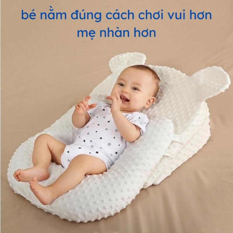 Gối chống trào ngược và đệm ngủ đúng tư thế cho bé, chống sặc, định hình tư thế ngủ Lame baby