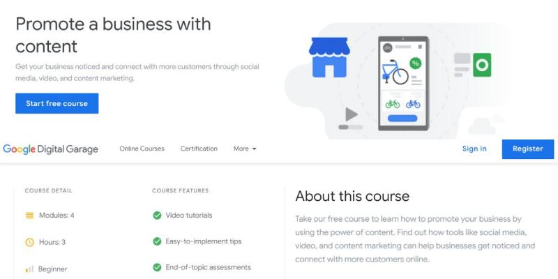 Google Digital Garage: Promote a business with content