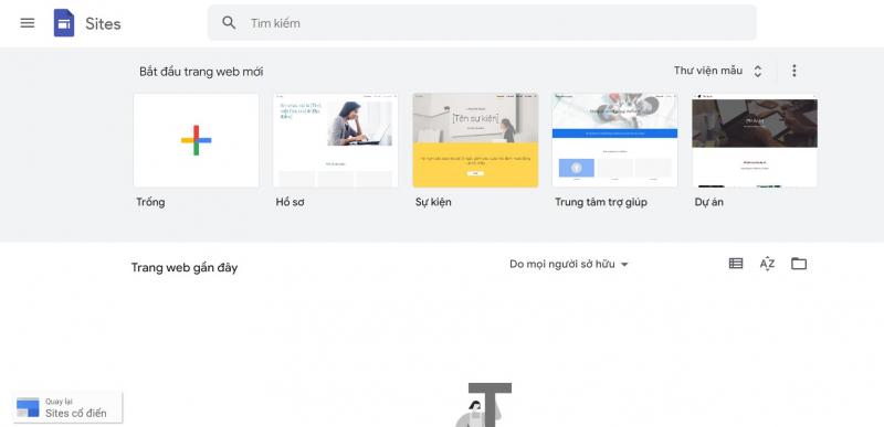 Giao diện Google Sites