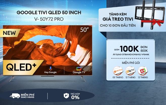 Google Tivi Coocaa Qled+ 50 inch 50Y72 Pro