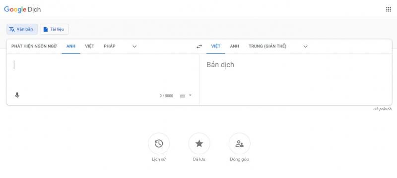 Website của Google Translate