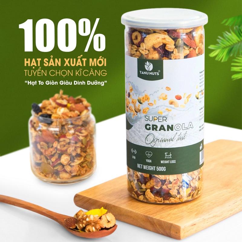 Granola siêu hạt 15% yến mạch TANU NUTS, ngũ cốc ăn kiêng giảm cân không đường healthy tốt cho gym, yoga