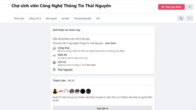 Group chợ sinh viên Công nghệ thông tin Thái Nguyên