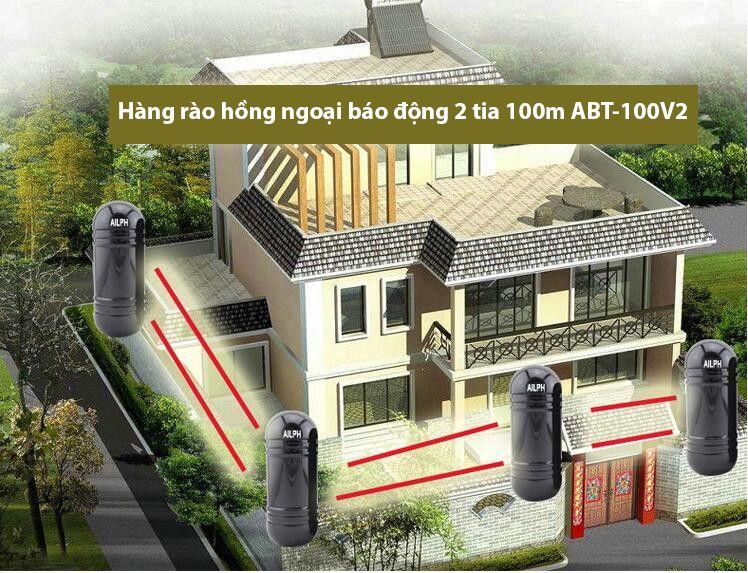 Hàng rào hồng ngoại báo động 2 tia 100M ABT-100V1