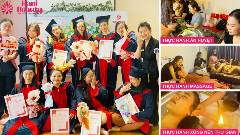 Lớp học gội đầu dưỡng sinh tại Hani Academy và lễ tốt nghiệp khoá