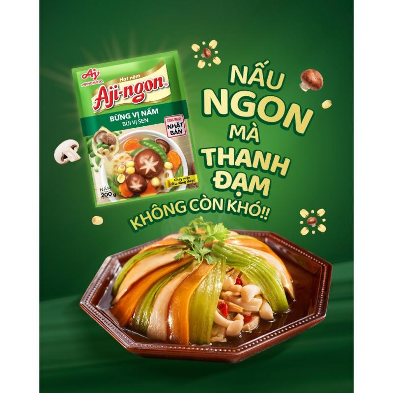 Hạt nêm Aji-ngon® vị nấm hương và hạt sen