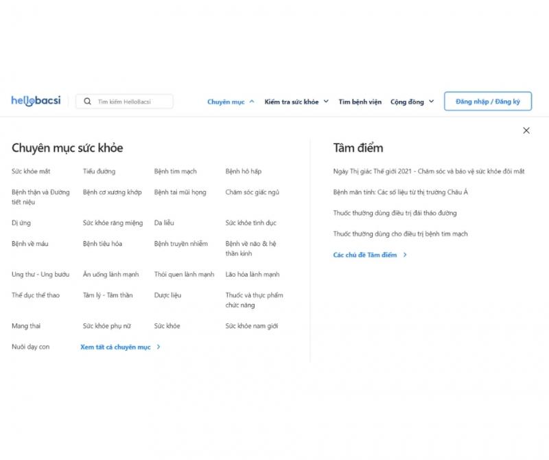 Các chuyên mục chuyên môn của tại Hello bác sĩ