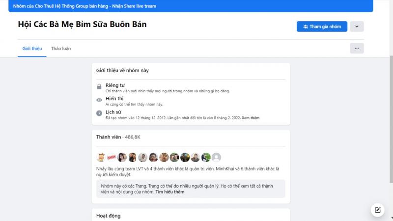 Group các bà mẹ bỉm sữa buôn bán