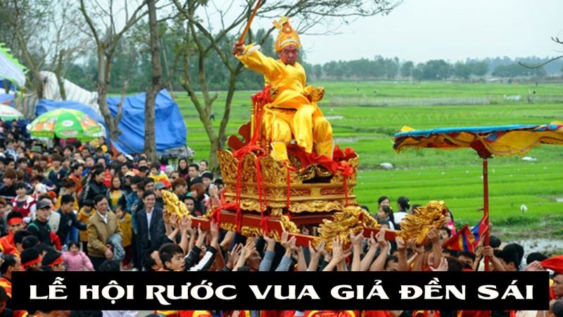 Cảnh rước Vua giả Đền Sái